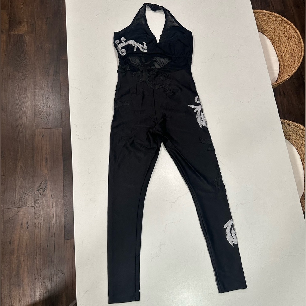 custom one-piece black dance costume